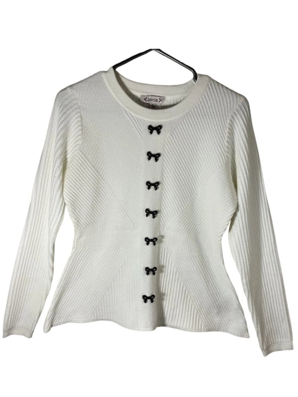 Nanette Lepore Multi-Rib Bow Peplum Sweater